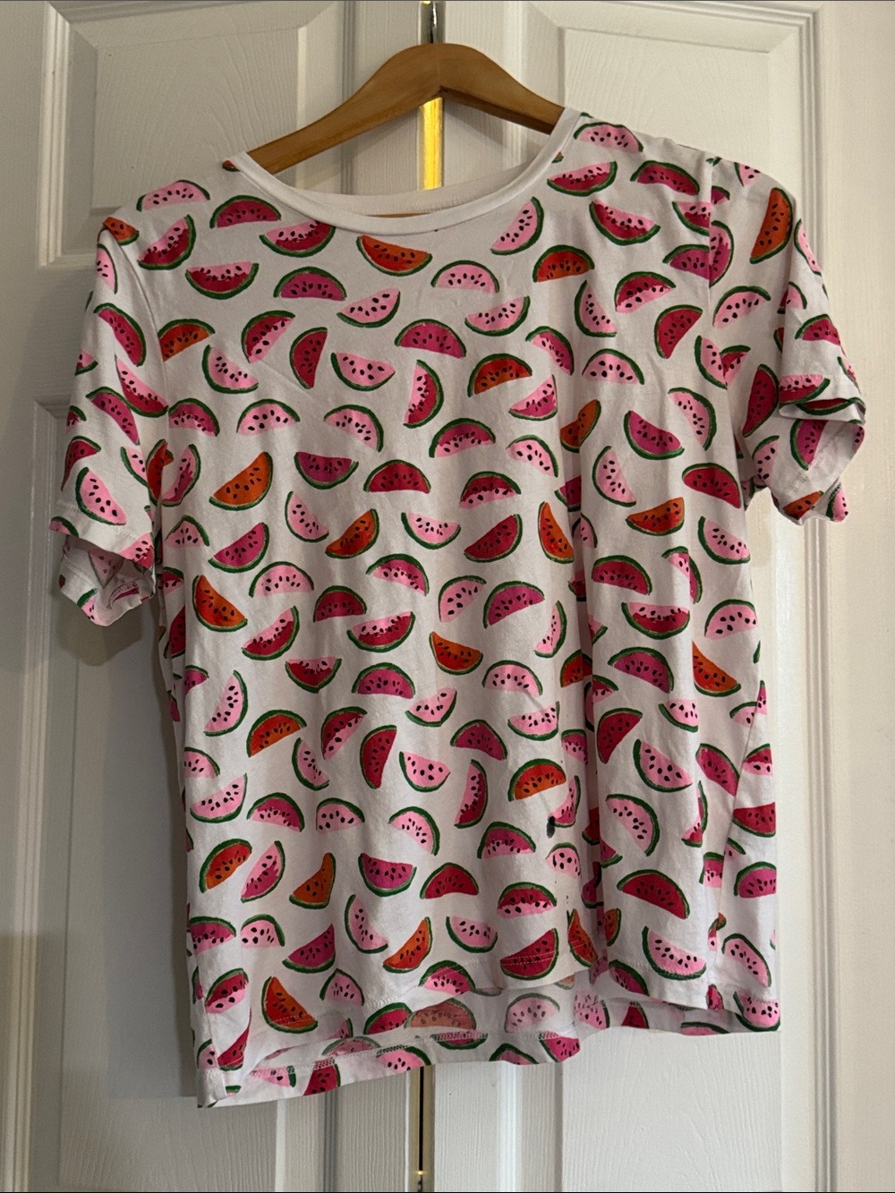 Kate Spade White Watermelon Print Tee * has marker spots at bottom
